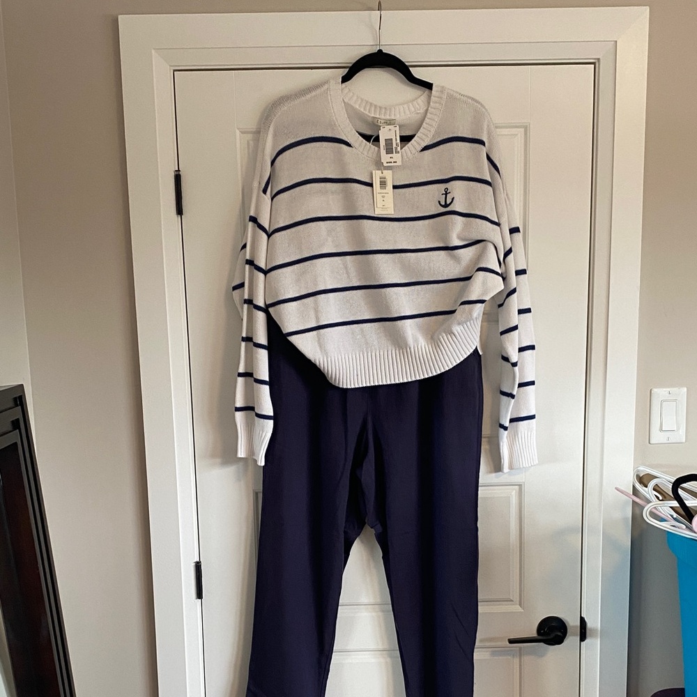 100% cotton anchors away crew sweater NWT by Z Supply navy & white, soft stretch